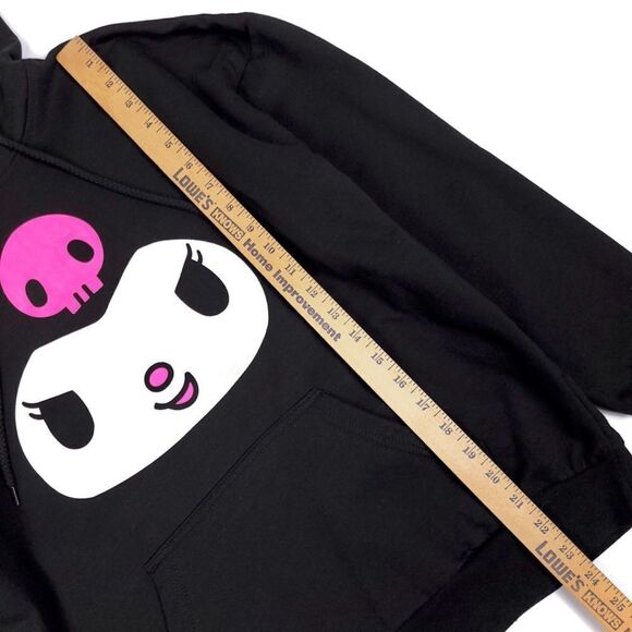 HOT TOPIC Hello Kitty Kuromi 3D Ears Oversized Fleece Hoodie Kawaii Small Black - Picture 5 of 9